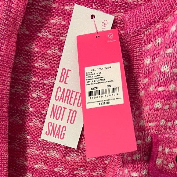 Lilly Pulitzer Pink and White Kienna Cardigan - Picture 2 of 2